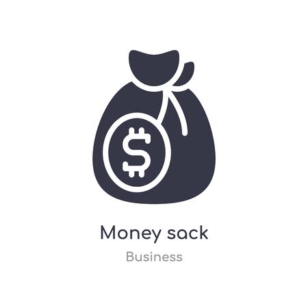 money sack outline icon. isolated line vector illustration from business collection. editable thin stroke money sack icon on white backgroundのイラスト素材