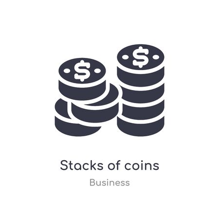 stacks of coins outline icon. isolated line vector illustration from business collection. editable thin stroke stacks of coins icon on white backgroundのイラスト素材