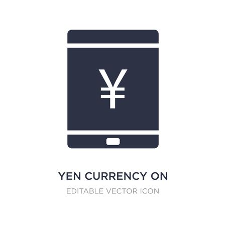 yen currency on tablet screen icon on white background. Simple element illustration from Computer concept. yen currency on tablet screen icon symbol design.のイラスト素材