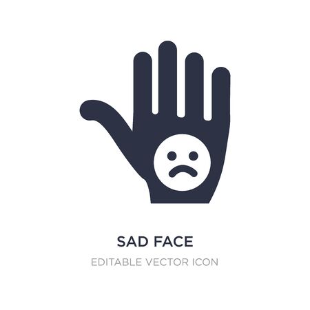 sad face icon on white background. Simple element illustration from Guestures concept. sad face icon symbol design.のイラスト素材