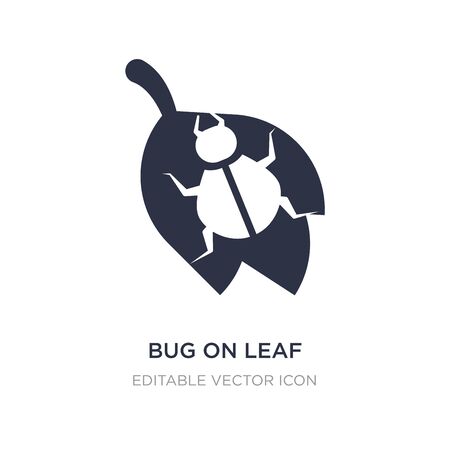 bug on leaf icon on white background. Simple element illustration from Animals concept. bug on leaf icon symbol design.のイラスト素材