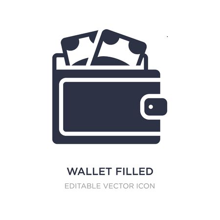 wallet filled money tool icon on white background. Simple element illustration from Commerce concept. wallet filled money tool icon symbol design.のイラスト素材