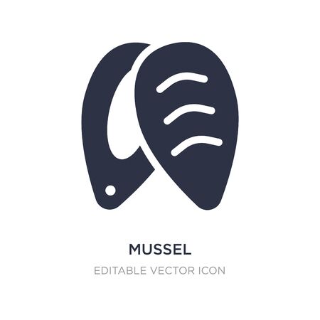 mussel icon on white background. Simple element illustration from Food concept. mussel icon symbol design.のイラスト素材
