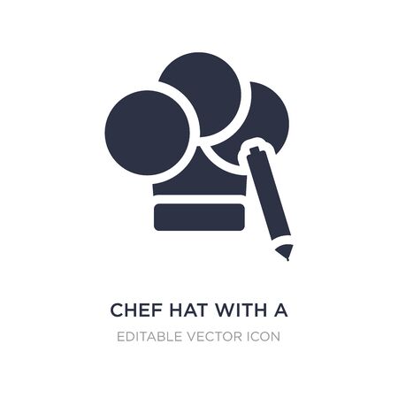 chef hat with a pencil icon on white background. Simple element illustration from General concept. chef hat with a pencil icon symbol design.のイラスト素材