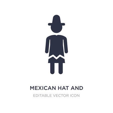 mexican hat and mustache icon on white background. Simple element illustration from People concept. mexican hat and mustache icon symbol design.のイラスト素材