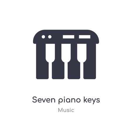 seven piano keys outline icon. isolated line vector illustration from music collection. editable thin stroke seven piano keys icon on white backgroundのイラスト素材