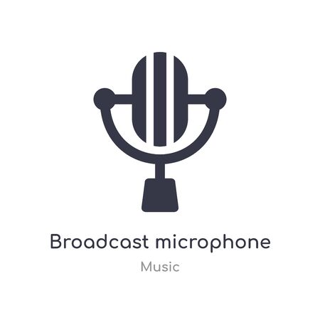 broadcast microphone outline icon. isolated line vector illustration from music collection. editable thin stroke broadcast microphone icon on white backgroundのイラスト素材