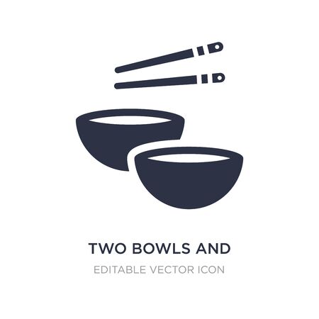 two bowls and chopsticks icon on white background. Simple element illustration from Tools and utensils concept. two bowls and chopsticks icon symbol design.のイラスト素材