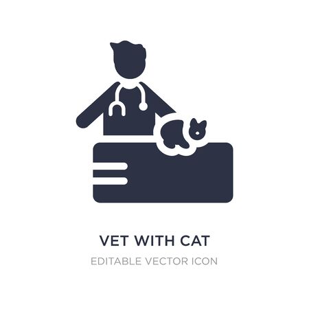 vet with cat icon on white background. Simple element illustration from People concept. vet with cat icon symbol design.のイラスト素材