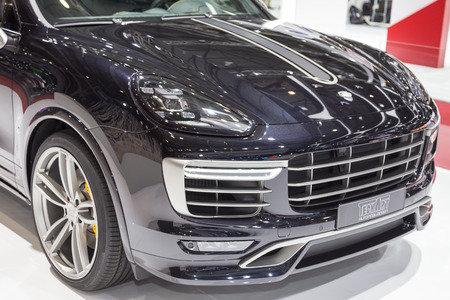 Geneva, Switzerland - March 4, 2015: 2015 TechArt Porsche Cayenne Turbo presented on the 85th International Geneva Motor Showのeditorial素材