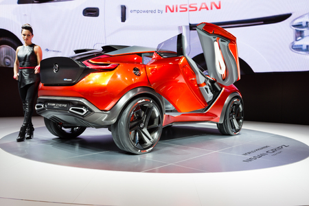 Frankfurt, Deutschland - September 15, 2015: 2015 Nissan Gripz Concept presented on the 66th International Motor Show in the Messe Frankfurtのeditorial素材