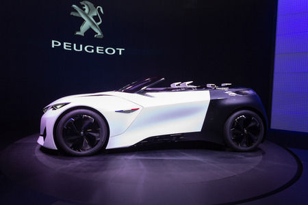 Frankfurt, Deutschland - September 15, 2015: 2015 Peugeot Fractal Concept presented on the 66th International Motor Show in the Messe Frankfurtのeditorial素材
