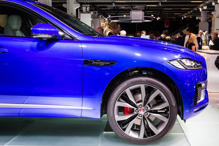 Frankfurt, Deutschland - September 15, 2015: 2016 Jaguar F-Pace presented on the 66th International...