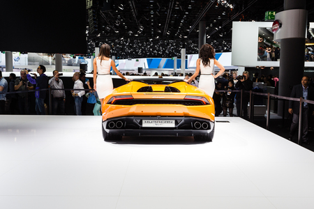 Frankfurt, Deutschland - September 15, 2015: 2016 Lamborghini Huracan Spider presented on the 66th International Motor Show in Frankfurtのeditorial素材