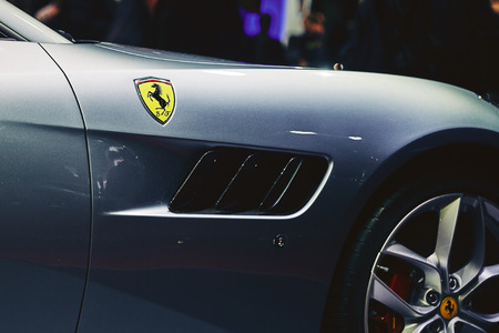 Paris, France - September 29, 2016: 2017 Ferrari GTC4 Lusso T presented on the Paris Motor Show in the Porte de Versaillesのeditorial素材