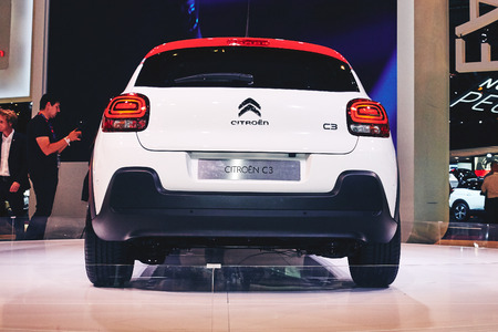 Paris, France - September 29, 2016: 2017 Citroen C3 presented on the Paris Motor Show in the Porte...