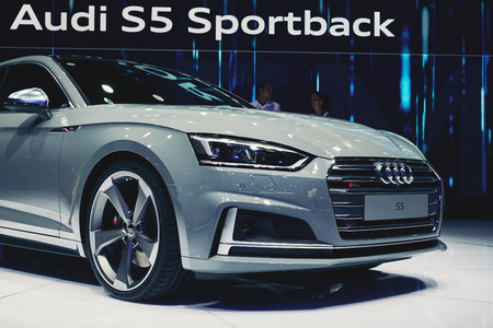 Paris, France - September 29, 2016: 2017 Audi S5 Sportback presented on the Paris Motor Show in the Porte de Versaillesのeditorial素材