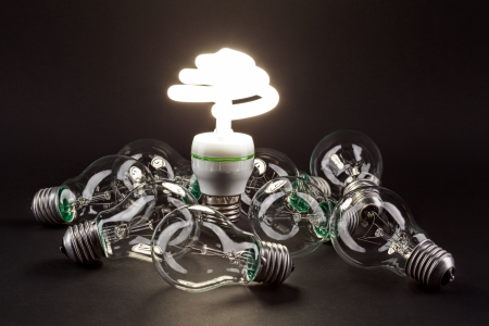 Different lamp  Concept for energy conservation の写真素材