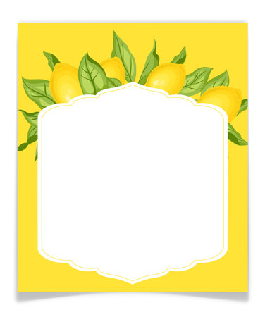 Frame template on yellow background with lemonsのイラスト素材
