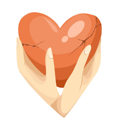 Hands holding big heart. Take care love concept.のイラスト素材