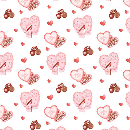 Valentines day pattern with sweets and hearts.のイラスト素材