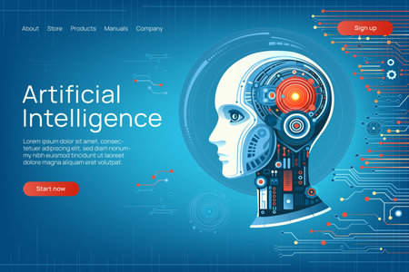 AI Technology Website, robot AI chip processor.のイラスト素材