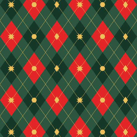 Scottish Argyle Plaid, Christmas Seamless Pattern.