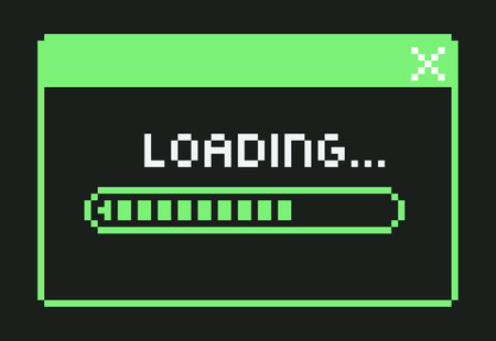 Pixel Art Retro Loading Bar Computer Window.