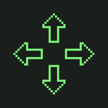Pixel Art Four Direction Arrows Set, Game Controlsのイラスト素材