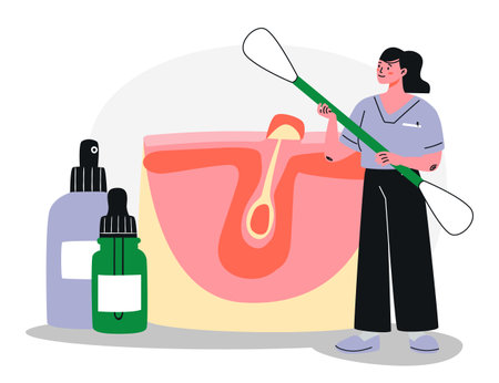 Facial Dermatology and Skincare Treatment Scene.のイラスト素材