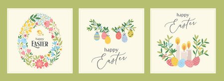 Collection of Happy Easter Greeting Cards.のイラスト素材
