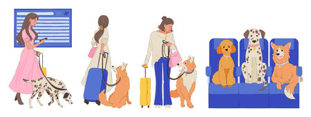 Scenes of Traveling with Dogs by Plane Collection.のイラスト素材