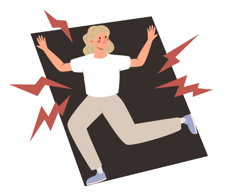 Woman with Claustrophobia Feel Pressure of Walls.のイラスト素材