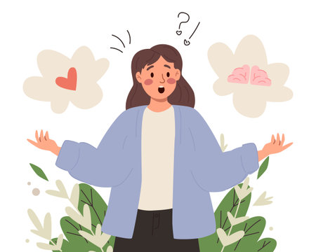 Young Woman Balancing Emotion an Intelligence.のイラスト素材