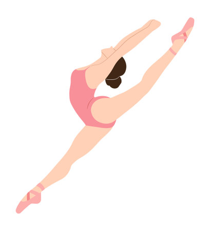 Ballerina Performing Gracefully Ballet Jump Pose.のイラスト素材