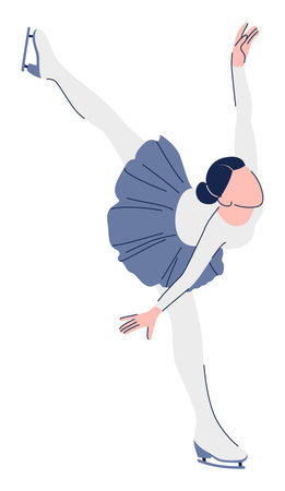 Elegant Woman Figure Skater Sport Spin on Ice.のイラスト素材