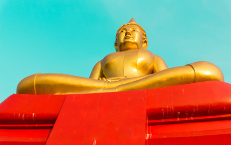 Large golden Buddha statuesの写真素材