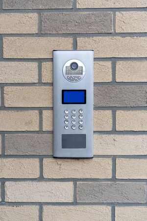 safety in modern residential buildings. electronic lock at the entrance to a residential building.の写真素材