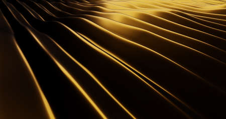 3d rendering of gold wave backgroundの写真素材