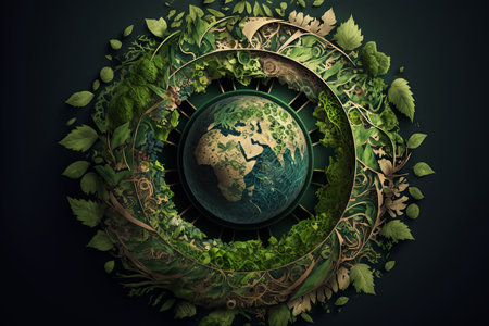 eco and circular economy. Renewable energy for ecology and environment conservation concept paper art designの素材