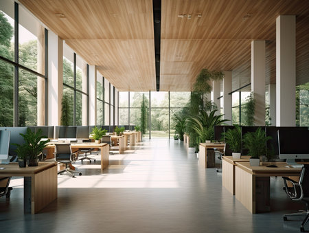 A space where creativity flows. Still life shot of a modern office space. AI generativeの素材