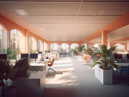 A space where creativity flows. Still life shot of a modern office space. AI generativeの素材