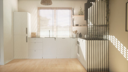 a modern and spacious kitchen. 3D renderの写真素材