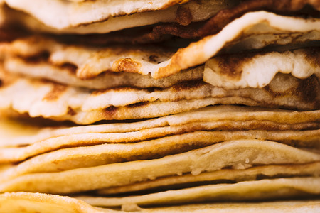 Pancake food, close-up pattern. Folk in Shrovetide holiday meal