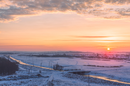 Scenic morning winter landscapeの写真素材