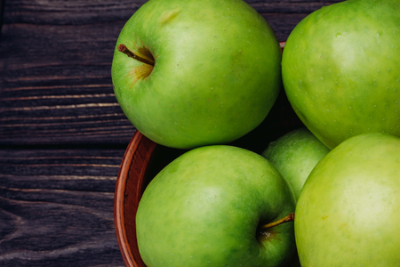 Apples green top viewの写真素材