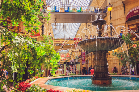 A luxurious fountain in the Moscow State Department Store on theのeditorial素材