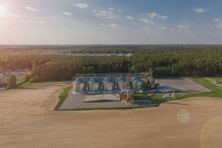 Grain storage silo elevator. Aerial viewの写真素材