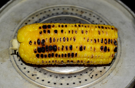 Oven roasted corn. Famous Myanmar street food.