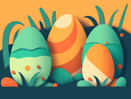 Easter eggs design. Concept and idea of happy easter day. Flat vector illustration.の素材